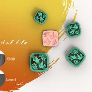 Könnte beinhalten: Ein Bild mit mehreren quadratischen digitalen Designelementen. Die Designs zeigen Tauben- und Blättermotive in verschiedenen Farben, darunter Rosa und Türkis. Der Text "Digital file" ist ebenfalls vorhanden.