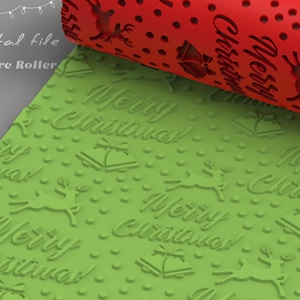 Merry Christmas | Polymer Clay Seamless  Texture Roller | Digital STL File