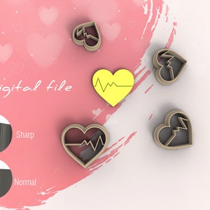 Valentine Heartbeat Polymer Clay Cutter | Digital STL File | 5 Sizes | 2 Cutter Versions