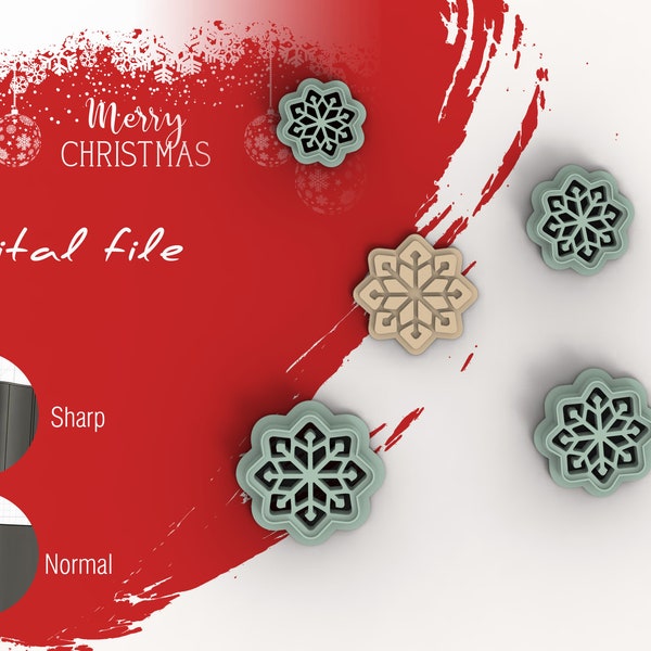 Snowflake 6 Christmas Polymer Clay Cutter | Digital STL File | 5 Sizes | 2 Cutter Versions