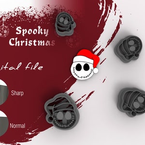 Santa Jack Spooky Christmas Polymer Clay Cutters | Digital STL File | 4 Sizes  | 2 Cutter Versions