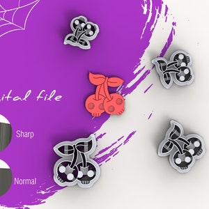 Cherry Skulls  Polymer Clay Cutters | Digital STL File | 4 Sizes | 2 Cutter Versions