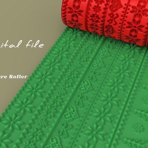 Christmas 1 | Polymer Clay Seamless  Texture Roller  Digital STL File