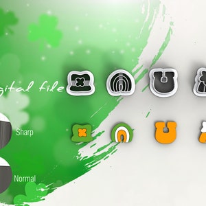 St Patricks Day Stud Pack B Polymer Clay Cutters | Digital STL File  | 2 Cutter Versions | 4 Designs