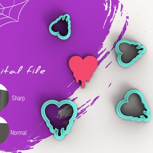 Halloween Melting Heart Polymer Clay Cutter | Digital STL File | 4 Sizes | 2 Cutter Versions
