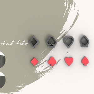 Karte Symbole Fimo Cutter | Digitale STL Datei | 4 Größen | 2 Cutter Fassungen | 4 Designs