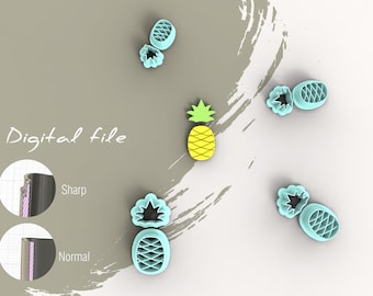 Pineapple 2 Polymer Clay Cutter | Digital STL File | 4 Sizes  | 2 Cutter Versions