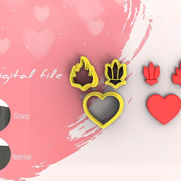 Valentine Sacred Heart Polymer Clay Cutter | Digital STL File | 4 Sizes | 2 Cutter Versions