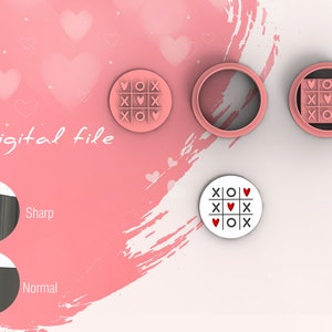 Tic Tac Toe Valentine Polymer Clay Cutters | Digital STL File | 4 Sizes  | 2 Cutter Versions