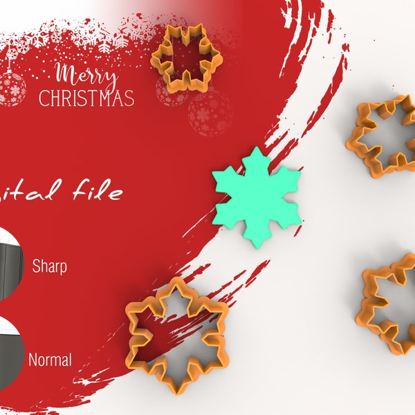 Christmas Snowflake 1 Clay Cutter | Digital STL File | 7 Sizes  | 2 Cutter Versions