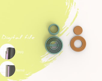 Circle Combo B Polymer Clay Cutter | Geometric | Digital STL File | 4 Sizes | 2 Cutter Versions