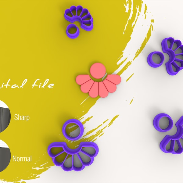 Scallop Half Flower with Circe Polymer Clay Cutter | Digital STL File | 4 Sizes | 2 Cutter Versions