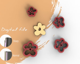 Organic Flower 2 Polymer Clay Cutter | Digital STL File | 4 Sizes | 2 Cutter Versions