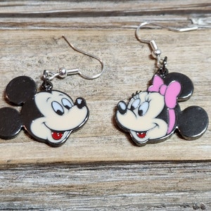 Minnie and Mickey Mouse Official Disney Charm Earrings - Official Disney Jewelry - Silver Plated Nickel Free - Disney Gift - Gift for Her