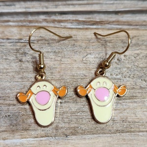 Tigger Official Disney Charm Earrings - Official Disney Jewelry Winnie the Pooh - Silver Plated Nickel Free - Disney Gift - Gift for Her