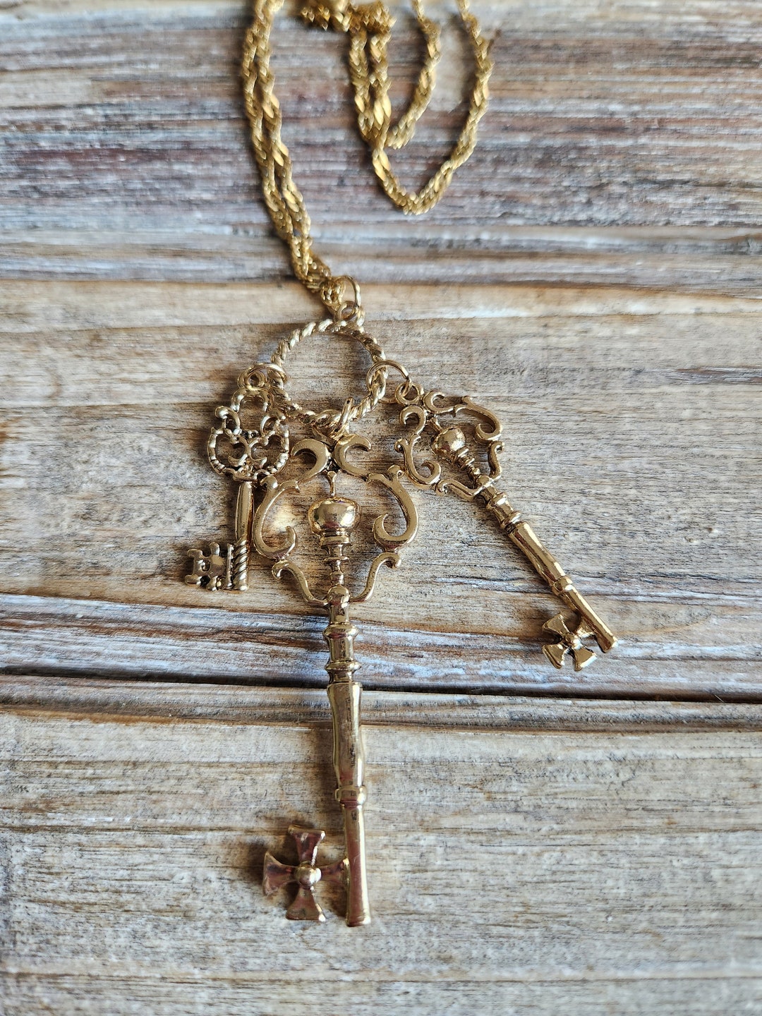 Skeleton Key Set Necklace Skeleton Key Keychain Jewelry 16 Matching