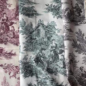 Château-Inspired Toile de Jouy Cotton Fabric by Meter ( Multiple Colors )
