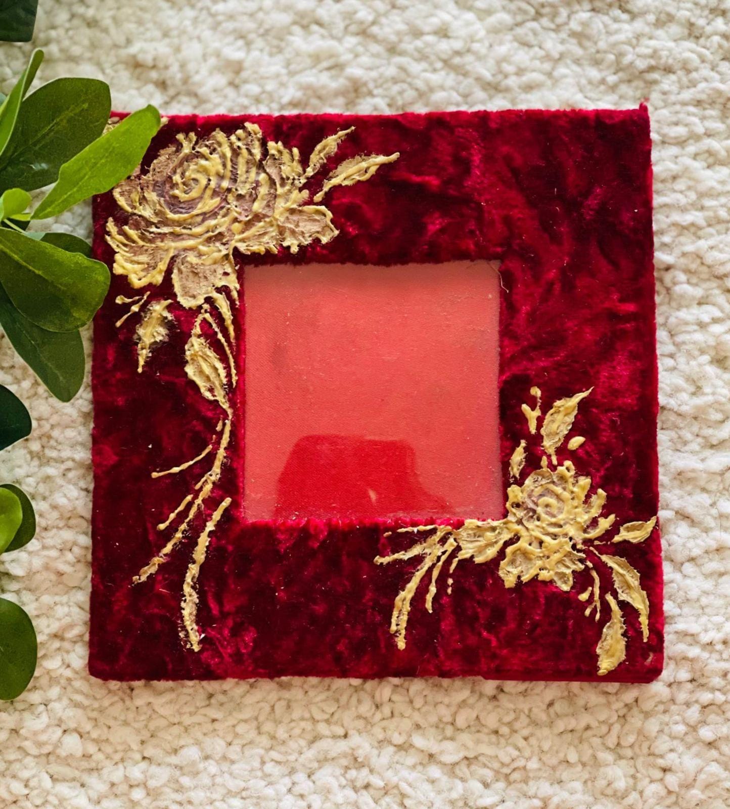 Velvet Frame With Gold Floral Design - Etsy