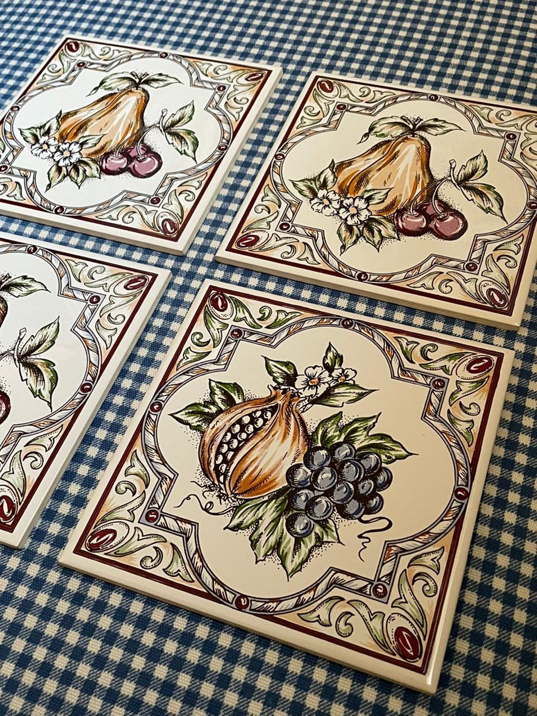 Set of Italian Style Ceramic Fruit Trivets for Kitchen - Etsy