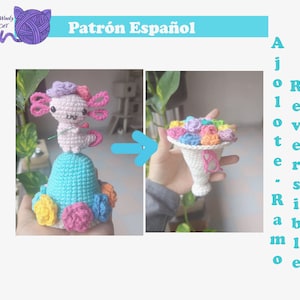 Reversible bouquet-axolotl. pattern in spanish