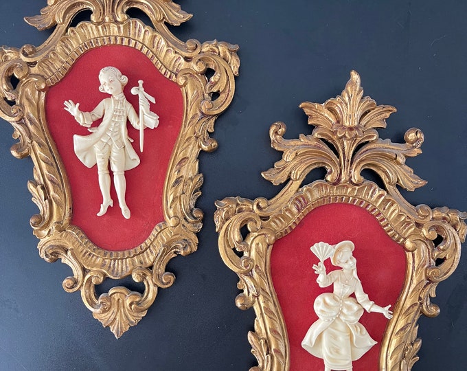 Baroque Wall Plaques, Baroque Gold Wall Scones, Male Female Victorian