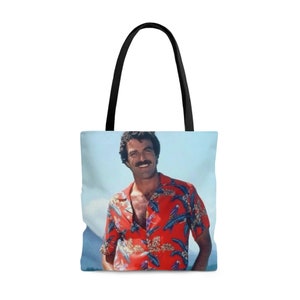 Tom Selleck Tote Bag, Magnum PI, retro 80's tv show, classic vinta