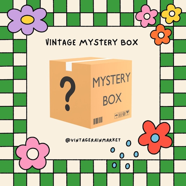 Vintage Mystery Box, surprise gift box, retro wall and shelf decor, cottage core, boho maximalist home aesthetic