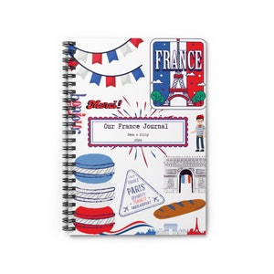 Our France Travel Journal, customized Paris Notebook, gift for family travel, personalized France composition notebook
