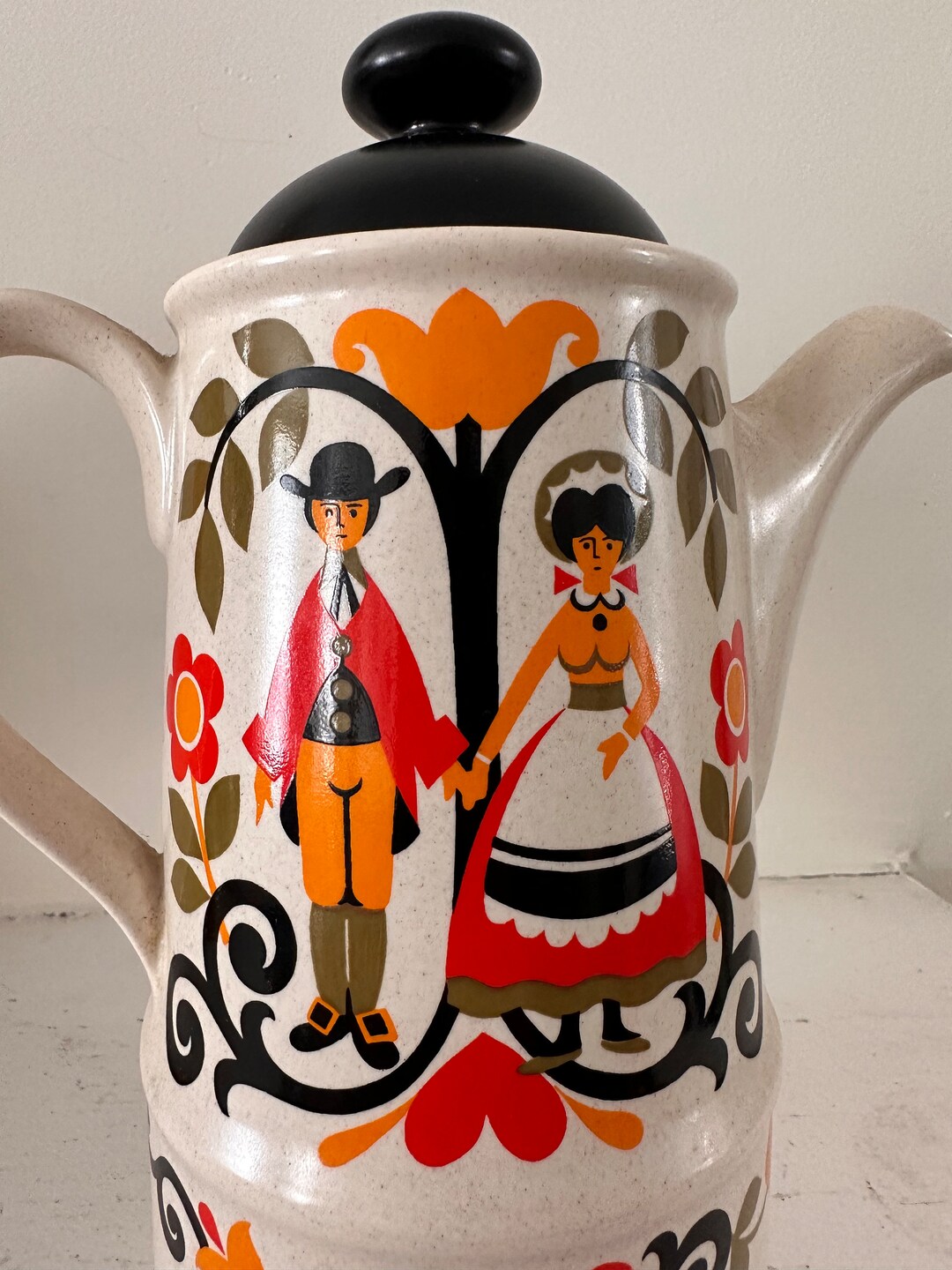 Vintage Sadler Folk Love Art Ceramic Tea Pot, Quaker Girl Boy, Mid ...