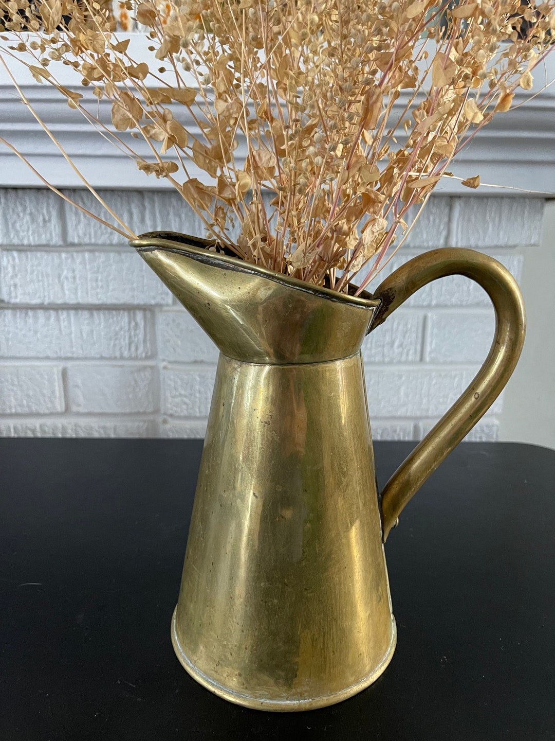 Vintage Brass Flower Vase Antique Water Pitcher Boho Whimsy Etsy