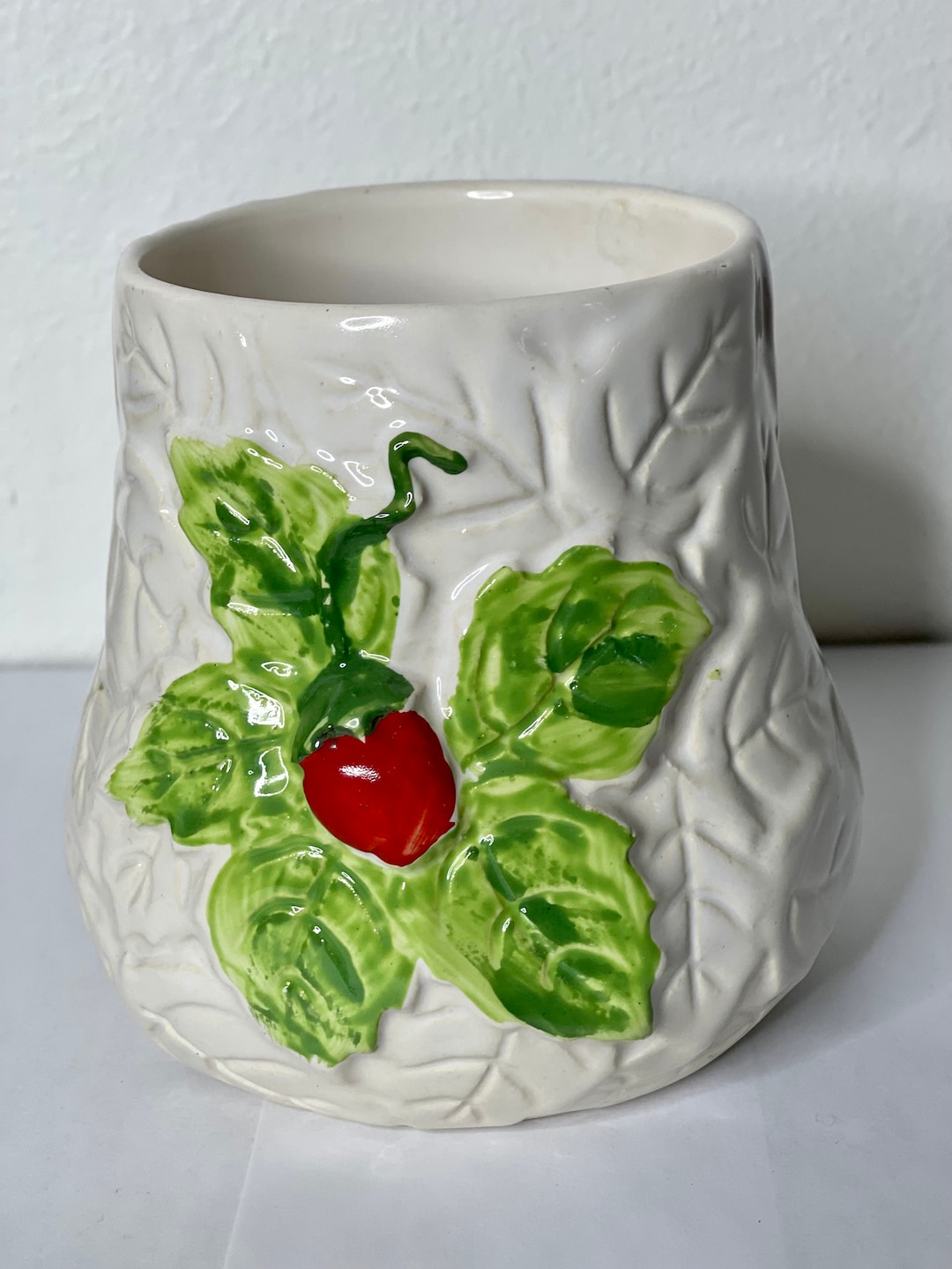 Vintage Ceramic Strawberry Pot, Jar Plant Pot for Kitchen, Granny Chi