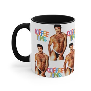 Tom Selleck Coffee Mug, Tom Selleck in underwear, 80's Tom Selleck Fan, must have for fans, funny coffee mug, Magnum PI, 80's nostalgia