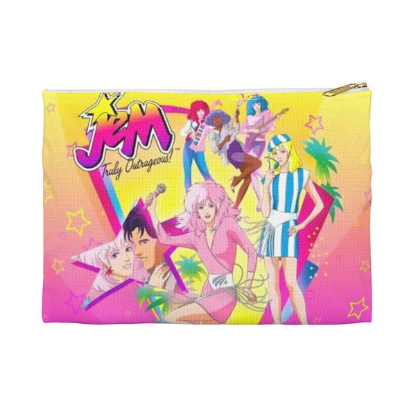 Jem and the Holograms Pouch, retro 80's cartoon pencil case, Truly Outrageous Makeup Bag, gift for 80's kid