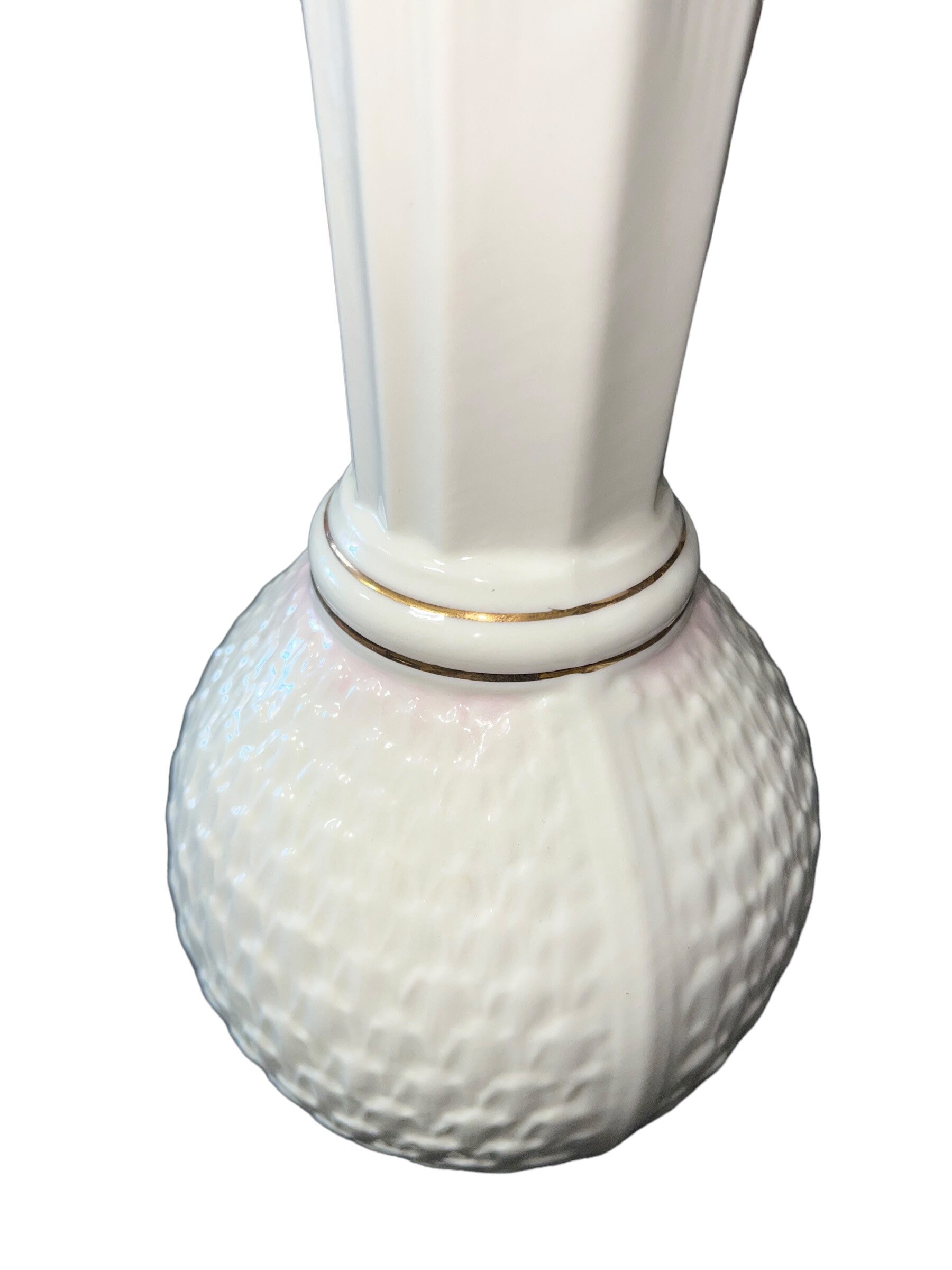 Belleek PAROS Vase Made in Ireland Cream Glaze Scalloped Edge Etsy