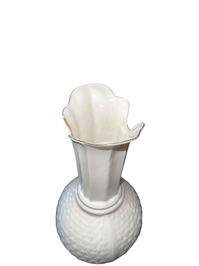 Belleek PAROS Vase Made in Ireland Cream Glaze Scalloped Edge Etsy