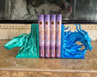 Wings of Fire Drachen Buchstützen | 3D Gedrucktes Fantasy Buch Nook Dekor