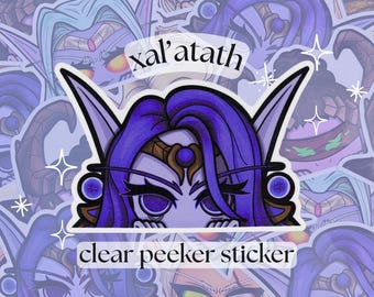 STICKER | Xal'atath Clear Peeker from World of Warcraft: Midnight - Illustrations by Faey - Waterproof, Weatherproof Sticker