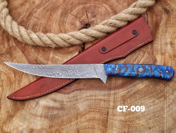 Damascus Steel Fillet Fishing Knife Gift for Men Groomsmen Gift