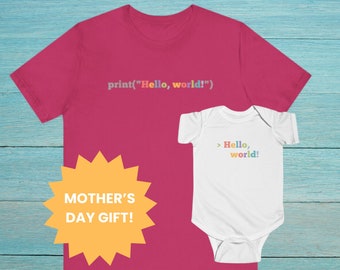 Mother's Day Gift | Python Shirt for Mom and Baby | Moms who Code, Coder, Data Analyst, Data Scientist, AI, Infant, Toddler, Baby Shower