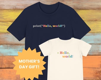 Mother's Day Gift | Python Shirt for Mom and Toddler | Moms who Code, Coder, Data Analyst, Data Scientist, AI, Infant, Toddler, Baby Shower