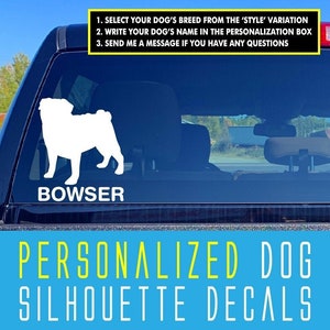 Custom Personalized Dog Silhouette Decals / Twenty Popular Dog Breeds To Choose From / Large, High Quality, Weatherproof Oracal 651 Decals