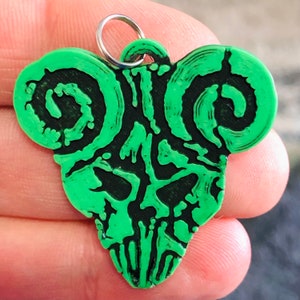 The Pick of Destiny / The Pendant of Destiny / 3D-Printed Guitar Pick / Green PLA / Durable 100% Infill / Black Acrylic Paint
