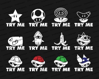 Try Me Decals / Mario Kart / Funny Decals / Funny Stickers / Spike Shell, Banana, Mushroom / Large, High Quality Weatherproof Vinyl Decals