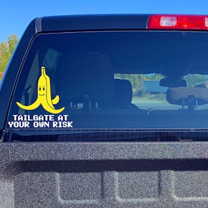 Tailgate At Your Own Risk Decals / Mario Kart / Funny Decals / Funny Stickers / Large, High Quality Weatherproof Vinyl Decals