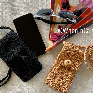 CROSSBODY SMARTPHONE BAG Pattern (pdf), Summer Bag, Raffia Bag, Easy to follow crochet Pattern with a lot of photos