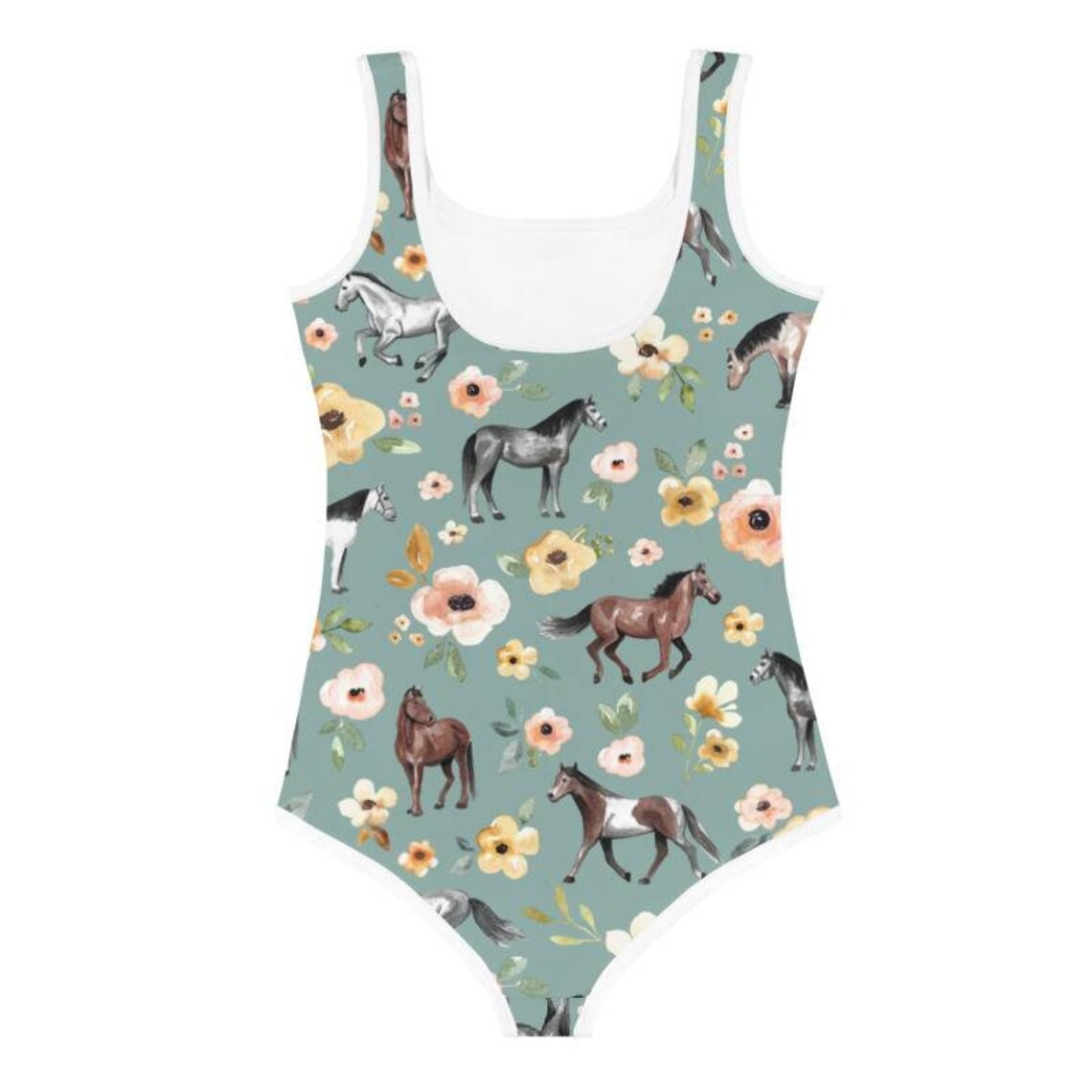 Girls Floral Horses One-piece Swimsuit. Toddler Girl Bathing - Etsy