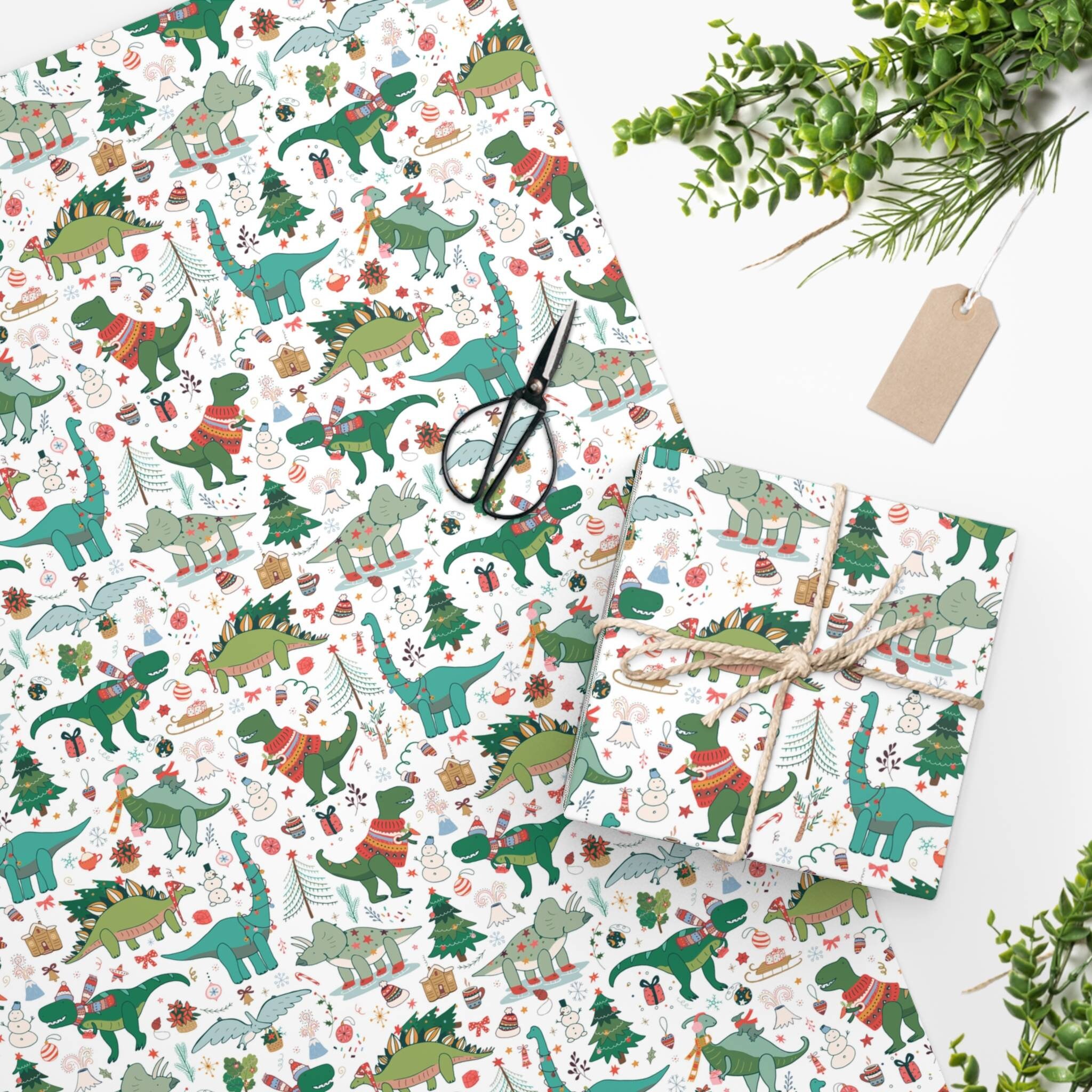 Custom DINO Birthday Gift Wrapping Paper, Personalized Dinosaur Theme Happy  Birthday Wrapping Paper Roll, Kids Name Birthday Wrapping Paper 