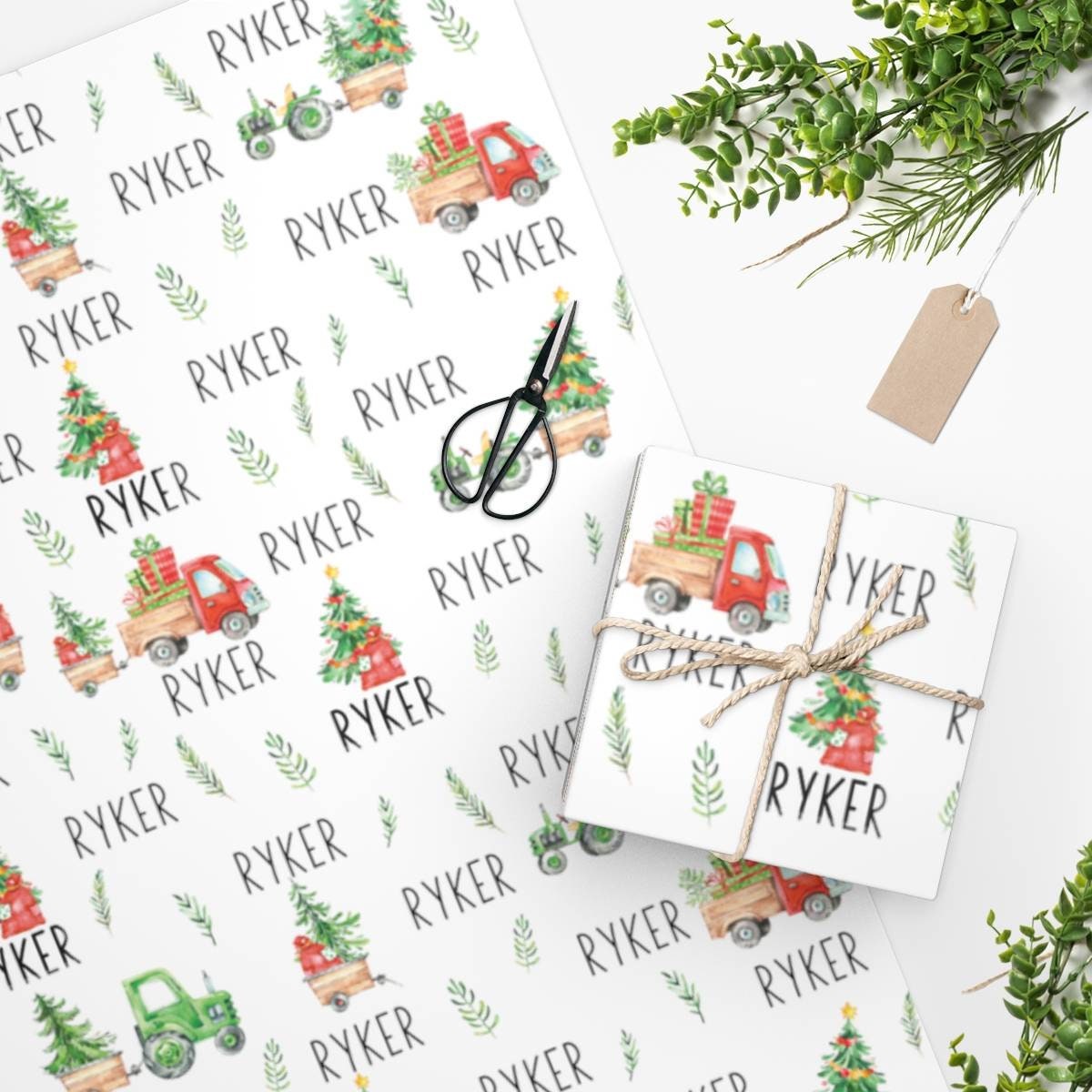 Custom FARM Birthday Gift Wrapping Paper, Personalized Country