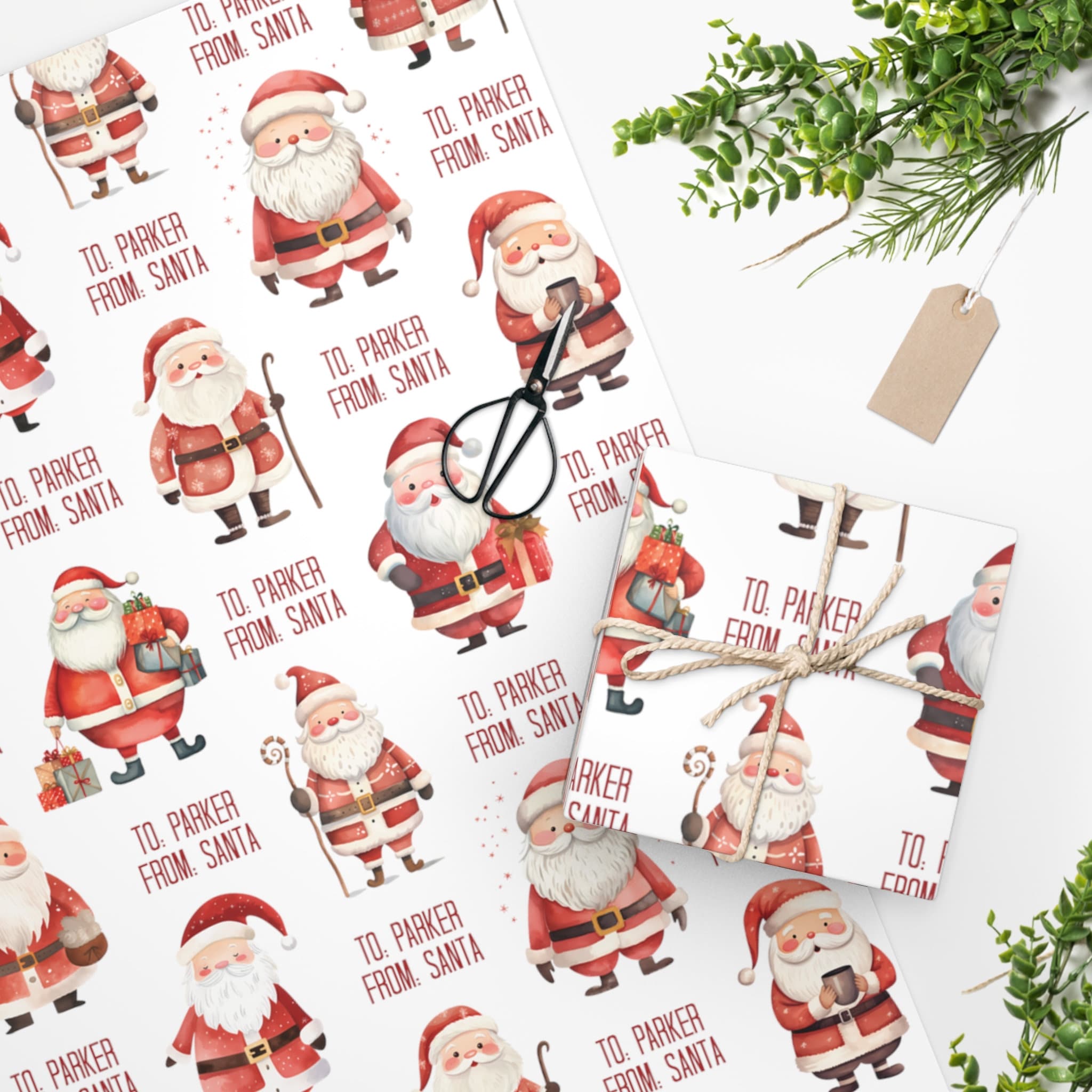 Personalized From Santa Wrapping Paper. Christmas Gift Wrap. 