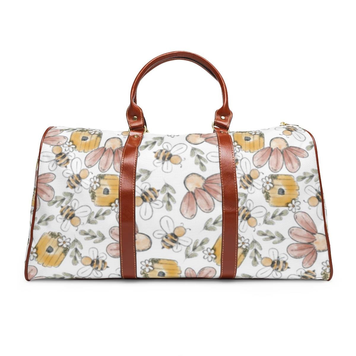 Floral bees overnight bag with zipper Hospital bag Tassen & portemonnees Bagage & Reizen Weekendtassen SPECIAL ORDER ITEM Weekender bag 